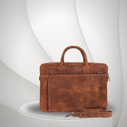 Unisex Leather Office Bags: Premium Brown Leather Utility for Professionals