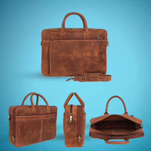 Unisex Leather Office Bags: Premium Brown Leather Utility for Professionals