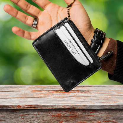 Versatile Card Holder Wallet - Modern Elegance with Key Holder & Zip Closure