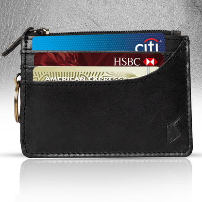 Versatile Card Holder Wallet - Modern Elegance with Key Holder & Zip Closure